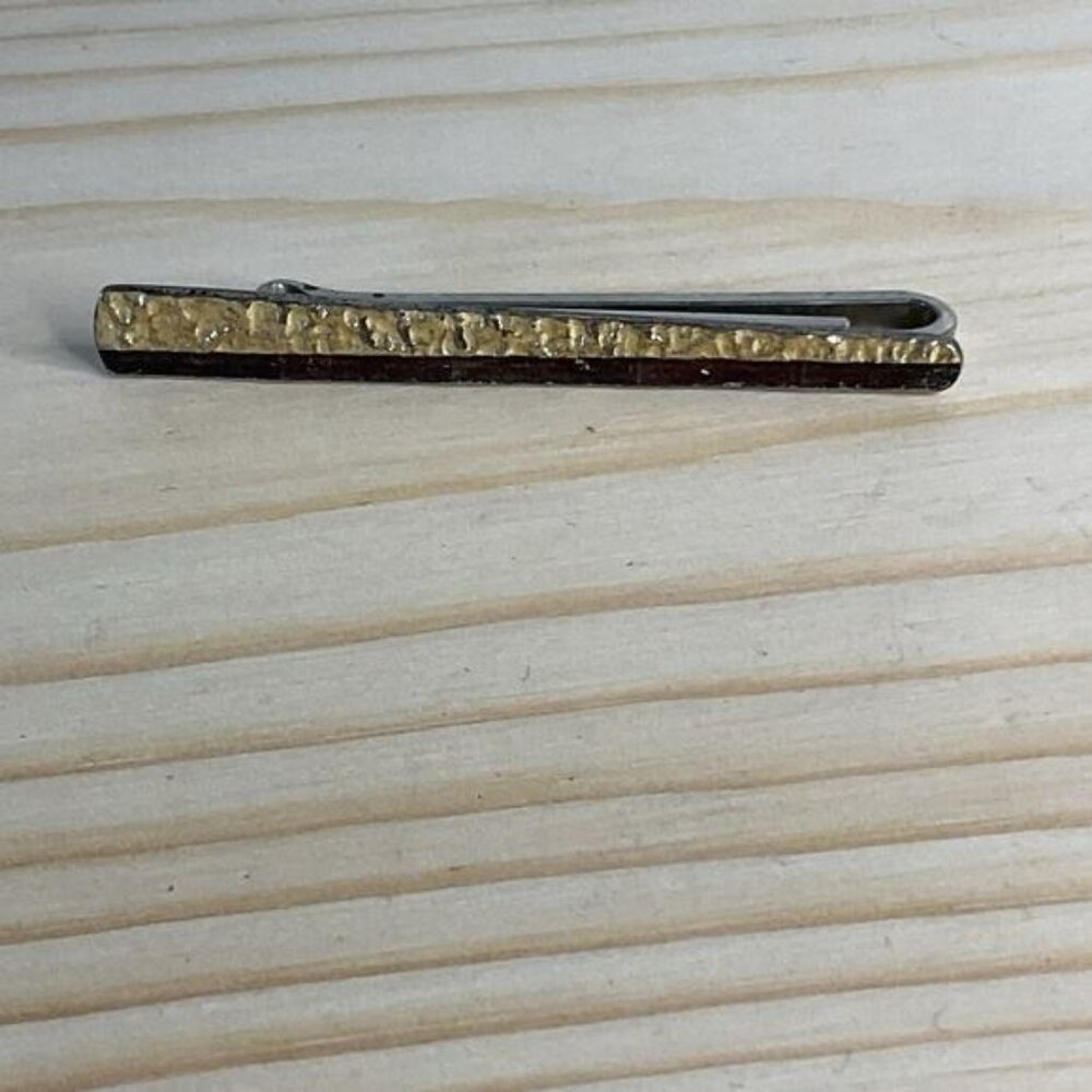 Vintage Gold-Tone Hammered Metal Tie Clip